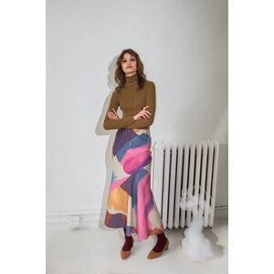 NWT Untitled in Motion Lelaki Midi Skirt Vienta Abstract Art Sustainable Large‎